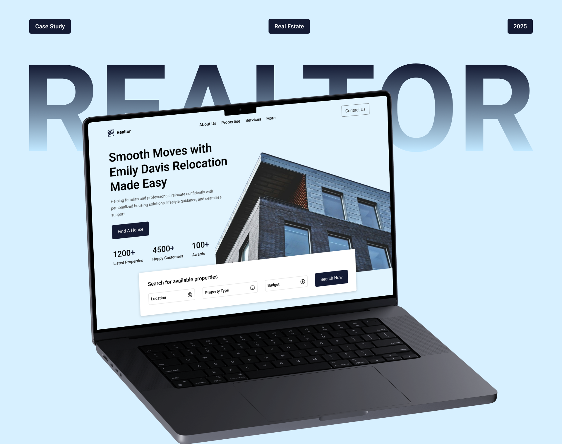 Realtor Website UI/UX | Smooth Relocation Experience branding hero section landing page modern product design real estate ui design uiux
