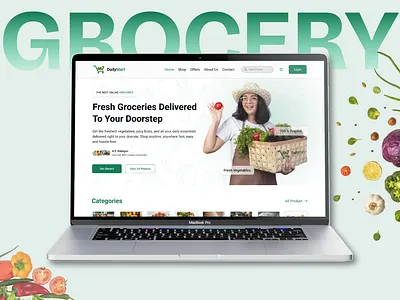 DailyMart - Grocery Landing Page Design digital product grocery shop landing page modern design ui design uiux website design