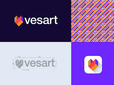 Modern logo Design "vesart" artlogo brandidentity branding brandinglogo colorful design digitallogo elegant design geometric design graphic design illustration logo logomark logos lovelogo minimal modernlogo pattern simple design