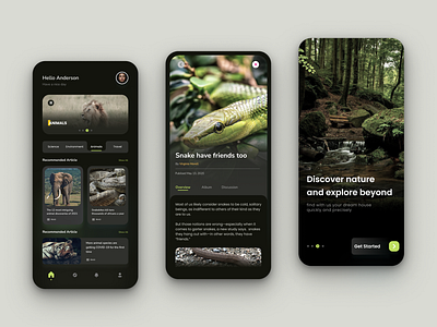 Travel and Explore Nature Mobile App animals app app design explore nature app mobile app mobile app design news app travel app ui