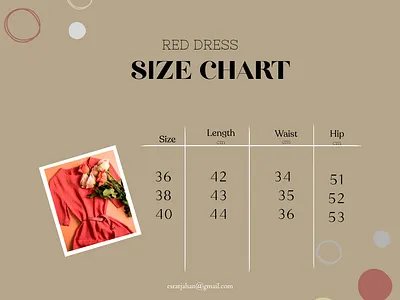 SIZE CHART graphic design