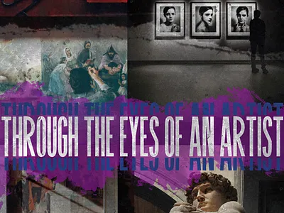 Exhibition announcing poster design graphic design logo