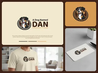 A Dog Named Dan Productions Logo & Branding brand logo branding dog logo dog mascot film production film reel graphic design logo logo design mascot logo playful dog production production logo reel logo trending logo