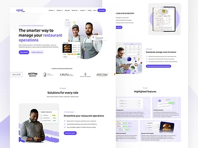 Website Desing for Restaurant SaaS App aplication app branding clean website graphic design illustration landing page purple website saas ui uxui website design