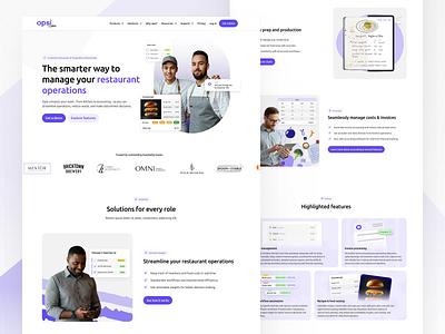 Website Desing for Restaurant SaaS App aplication app branding clean website graphic design illustration landing page purple website saas ui uxui website design