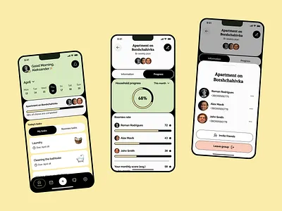 Mobile App for Roommate Chore Management app chore management clean design illustration inspiration management minimal mobile app product task tracking ui ux