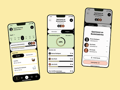 Mobile App for Roommate Chore Management app chore management clean design illustration inspiration management minimal mobile app product task tracking ui ux