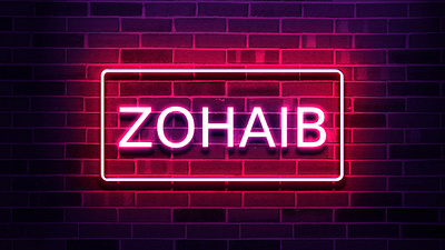 Neon logo design on bricks wall bricks design logo name neon red light logo red logo wall zohaib