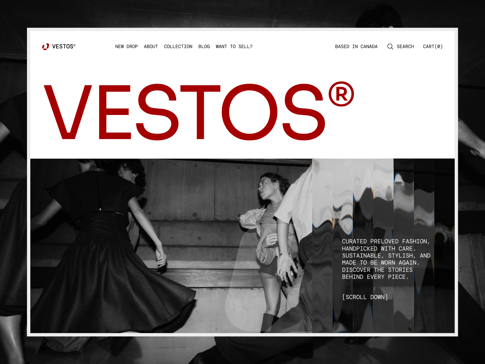 Vestos - Fashion Preloved Landing Page clean clean layout design ecommerce editorial editorial style fashion fashion design marketplace minimal online marketplace preloved preloved fashion resell style sustainable ui design vintage vintage clothing web design