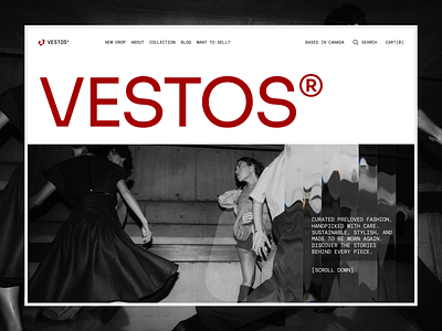Vestos - Fashion Preloved Landing Page clean clean layout design ecommerce editorial editorial style fashion fashion design marketplace minimal online marketplace preloved preloved fashion resell style sustainable ui design vintage vintage clothing web design