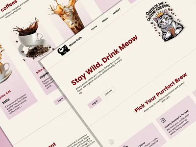 Meow Cafe branding graphic design ui