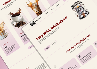 Meow Cafe branding graphic design ui