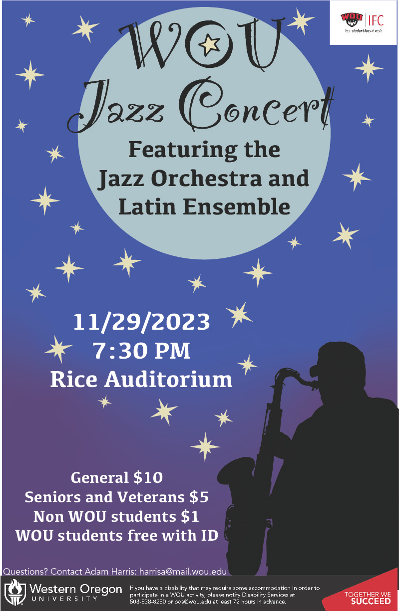 WOU Jazz Concert 2023 graphic design typography