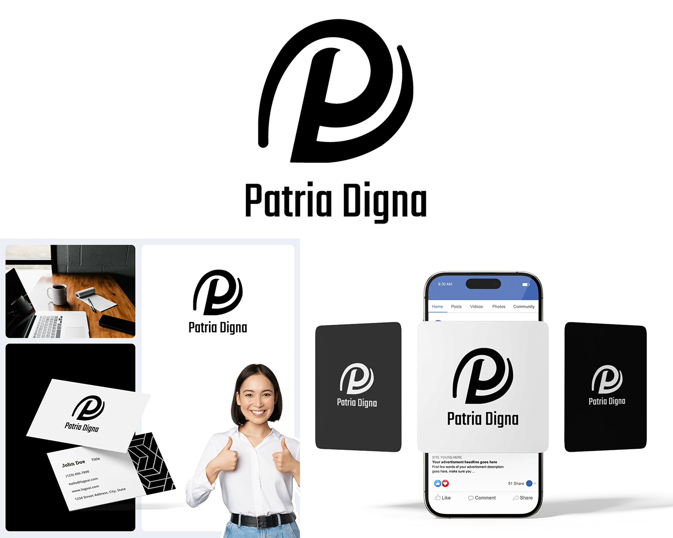 Elegant Monogram Logo (P + D Concept) branding creative logo design portfolio geometric logo graphic design illustration illustratore logo logo concept logo design logo mockup minimalist logo monogram photoshop