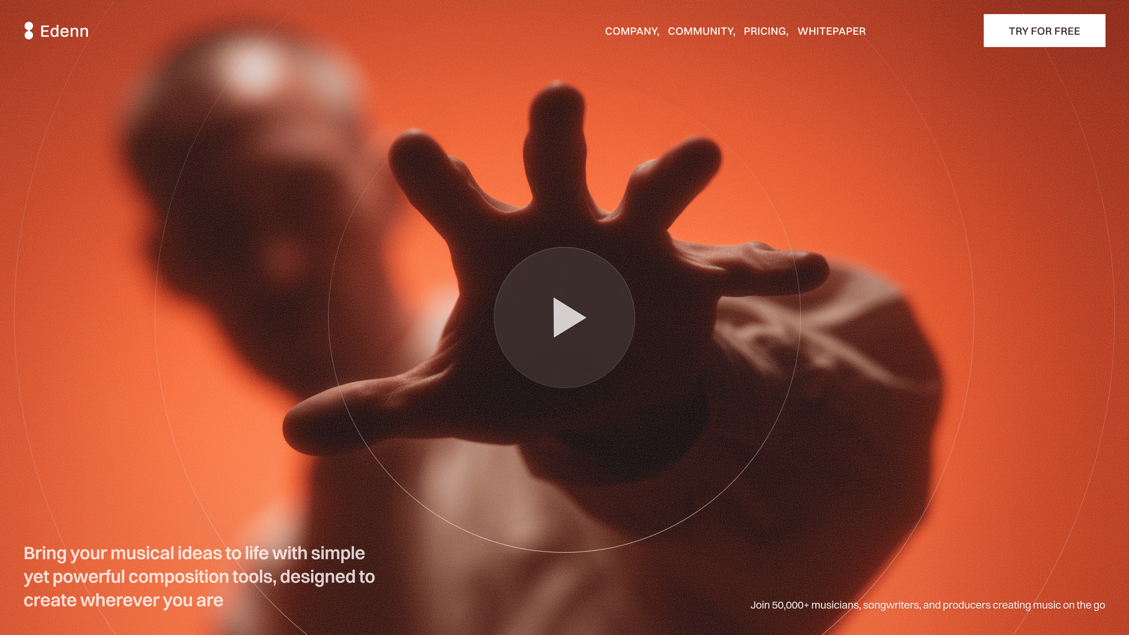 Hero section for AI Startup Music ai hero landing orange webdesign