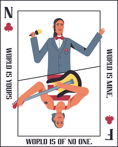 World is yours, world is mine. character illustration singers world is mine. world is yours