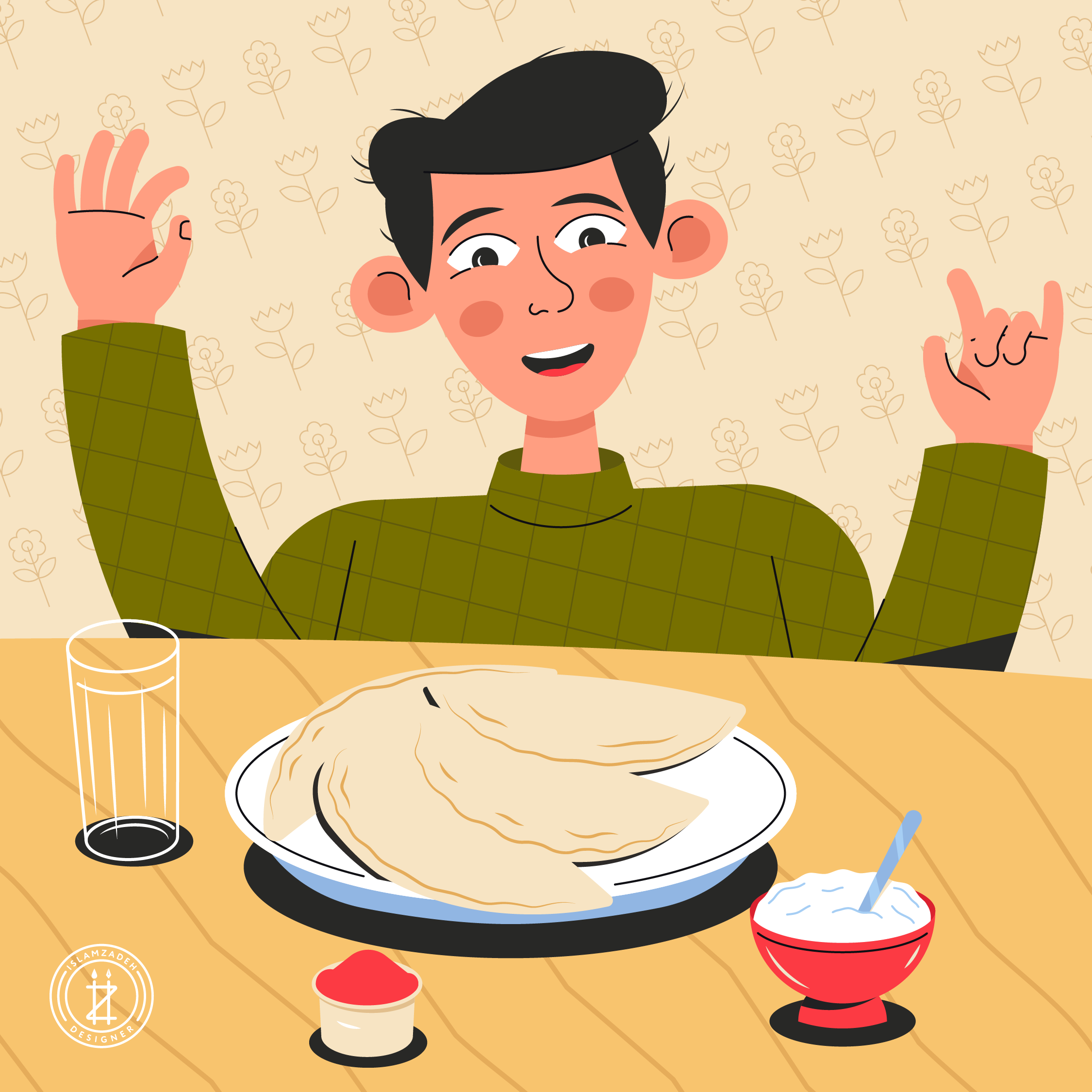 Lunch time artwork character digitalart lunch time painting qutab