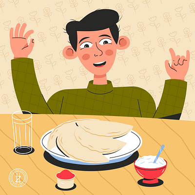 Lunch time artwork character digitalart lunch time painting qutab