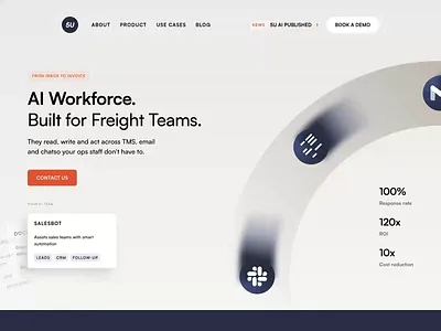 5U AI | Freight Landing Page Design Showcase ai animation clean design hero section landing page multi page presentation ship shipping showcase truck ui ux