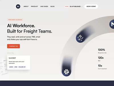 5U AI | Freight Landing Page Design Showcase ai animation clean design hero section landing page multi page presentation ship shipping showcase truck ui ux