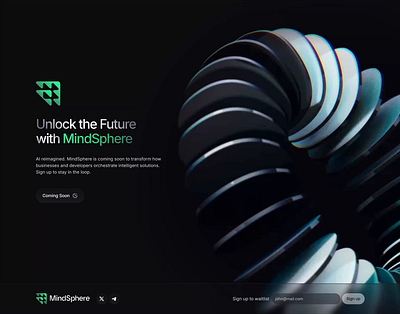 MindSphere | Coming Soon Page Animation 3d 3d animation agent ai ai agent animation blockchain coming soon crypto dark mode motion graphics waitlist web3