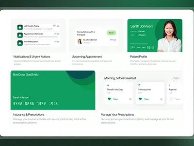 Clean bento grids design for the Health Care Website. bento grids clean design design feature section health care landing page ui ui design web design website design