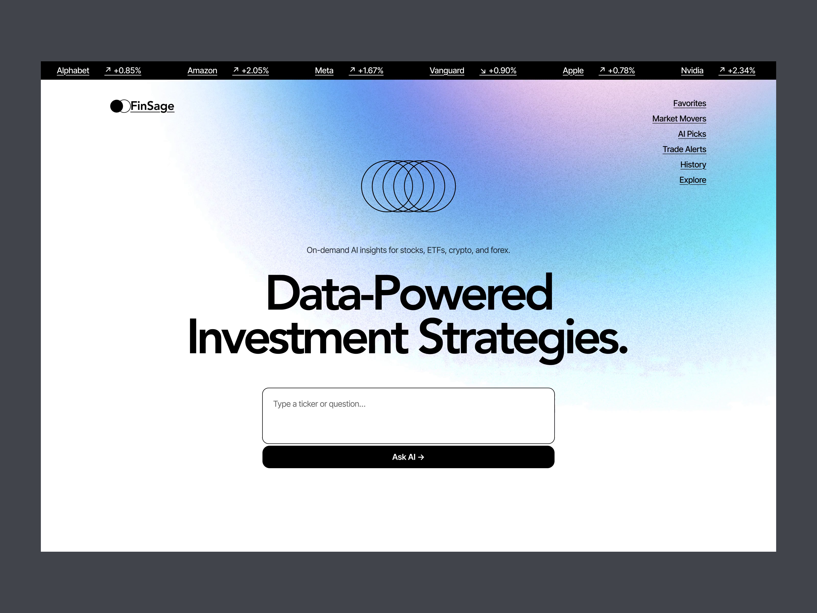 Example of Finsage fintech landing page animation