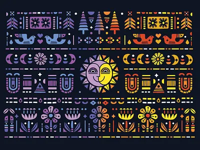 Night + Day folk art illustration moon sun