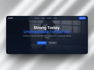 The Core Fit Studio: Fitness & Gym Hero Section fitness gym gymsite gymwebsite herosection landingpage logo ui uiux ux webdesign