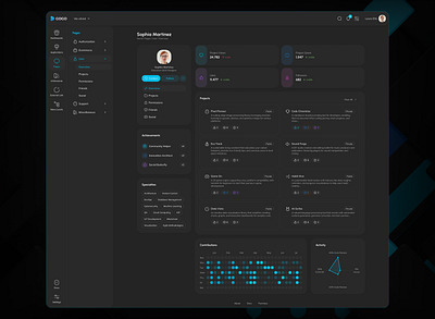 User Profile and Overview application blue dark dashboard light overview permissions product product design profile social user web app web design