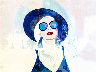 Blue woman portrait adobe illustrator art character illustration vector