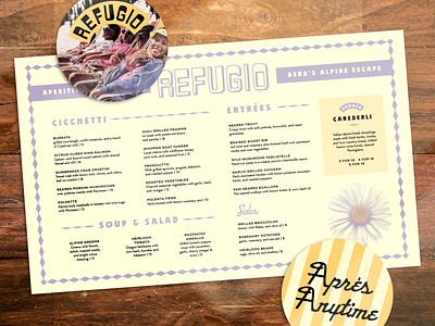 Refugio Menu and Collateral alpine apres art deco bold brand design branding bright colorful design graphic design italian lettering logo logo design menu restaurant