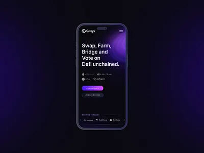 Swapr — Decentralized Exchange mobile Website blockchain crypto defi design dex ethereum graphic design mobile product design ui ui design ux uxui web3 website