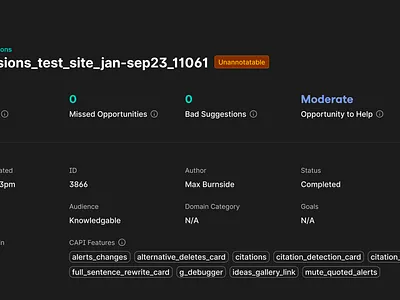 Grammarly Internal Tool Text Content ai app b2b badge dark mode data flat grammarly internal metrics minimal saas simple status tag text tool ui ux web