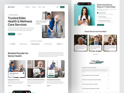 Healthcare Landing Page - VitalElder ai artificial intelligence biotech clean design health healthcare interface landing page modern product saas service startup technology ui ui design ux web website