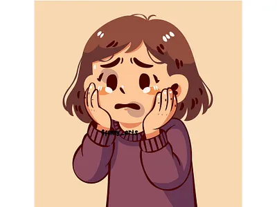 Illustration of a Worried Young Girl abuse awareness campaign depression discrimination equality event fear feminism feminist gender human protection protest rights safety stop support violence women