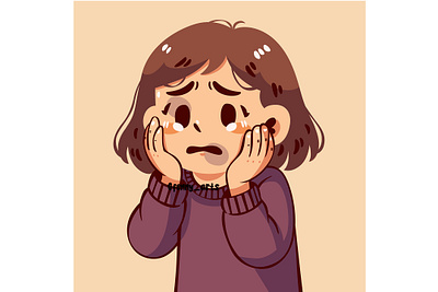 Illustration of a Worried Young Girl abuse awareness campaign depression discrimination equality event fear feminism feminist gender human protection protest rights safety stop support violence women