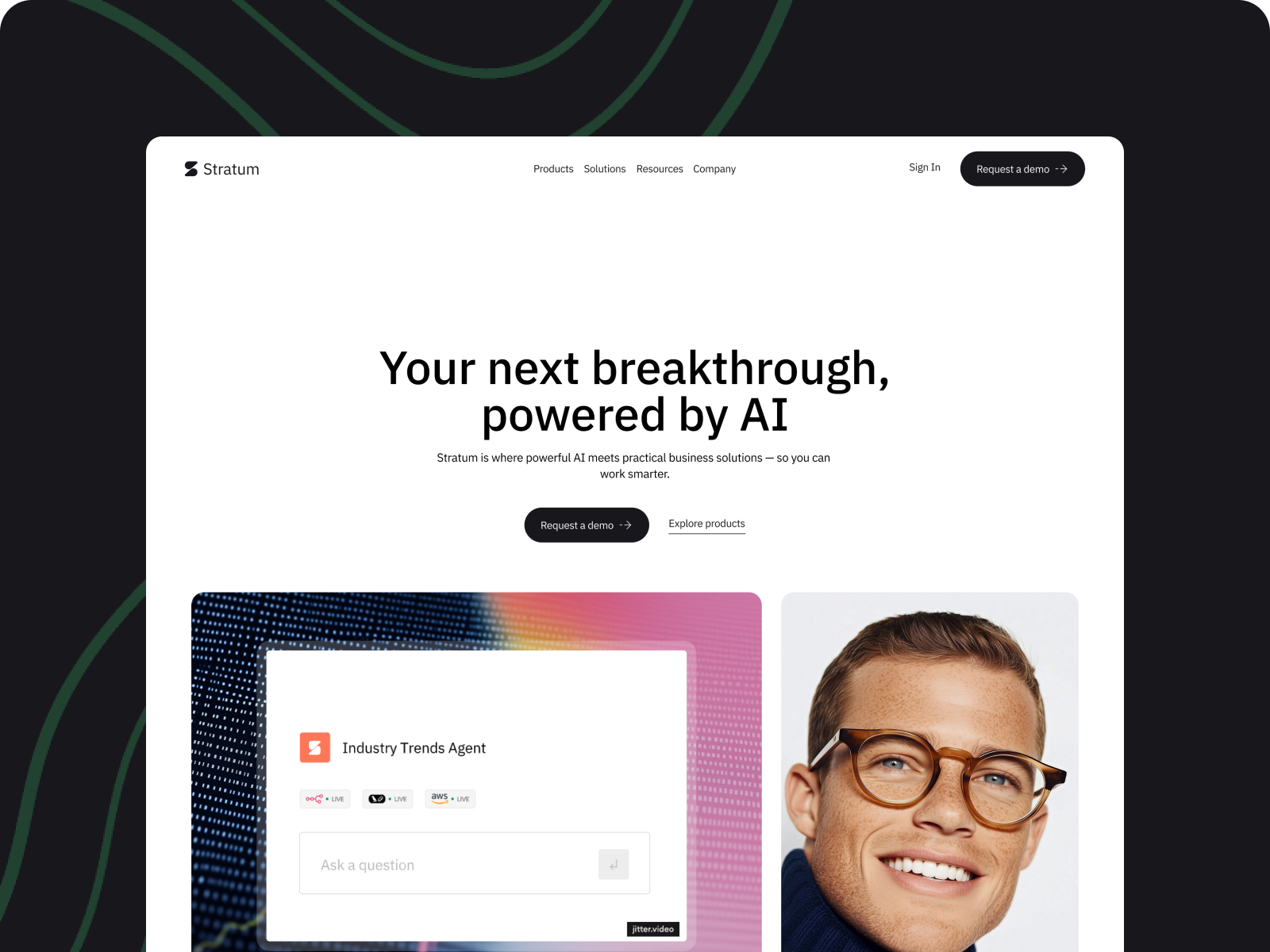 Stratum AI ai artificial intelligence data framer graphic design icon icon set landing page motion motion design motion graphics no code product design silicon valley startup stratum ai web web design y combinator yc