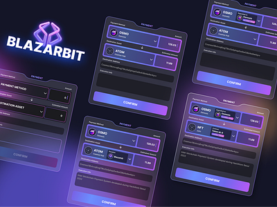 Blazarbit payment form blockchain crypto design exchange hachaton interoperability nft payment token ui ui design uiux web3 webdesign