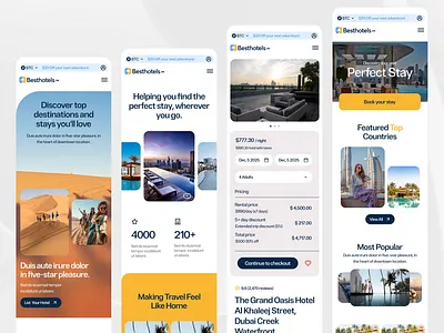 Responsive app booking booking panel card clean design first flat homepage layout mobile responsive ui ux
