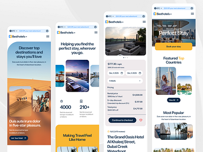 Responsive app booking booking panel card clean design first flat homepage layout mobile responsive ui ux
