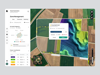 Agrotech Dashboard agriculture ui agro agrotech dashboard cansaas clean dashboard data visualization design farming analytics map interface minimalist modern ndvi mapping product design saas smart farming app ui ux web app zone management ui