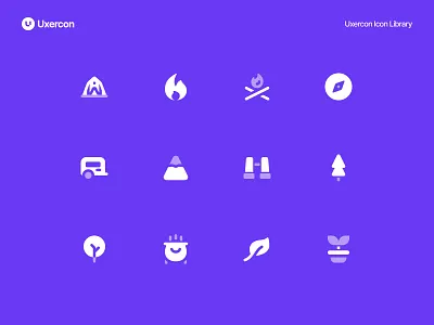 Camping & Nature - Uxercon Icon Library adventure animation camp camping design figma forest hiking icon icon design logo logo design motion graphics nature outdoor travel ui uiux ux uxercon