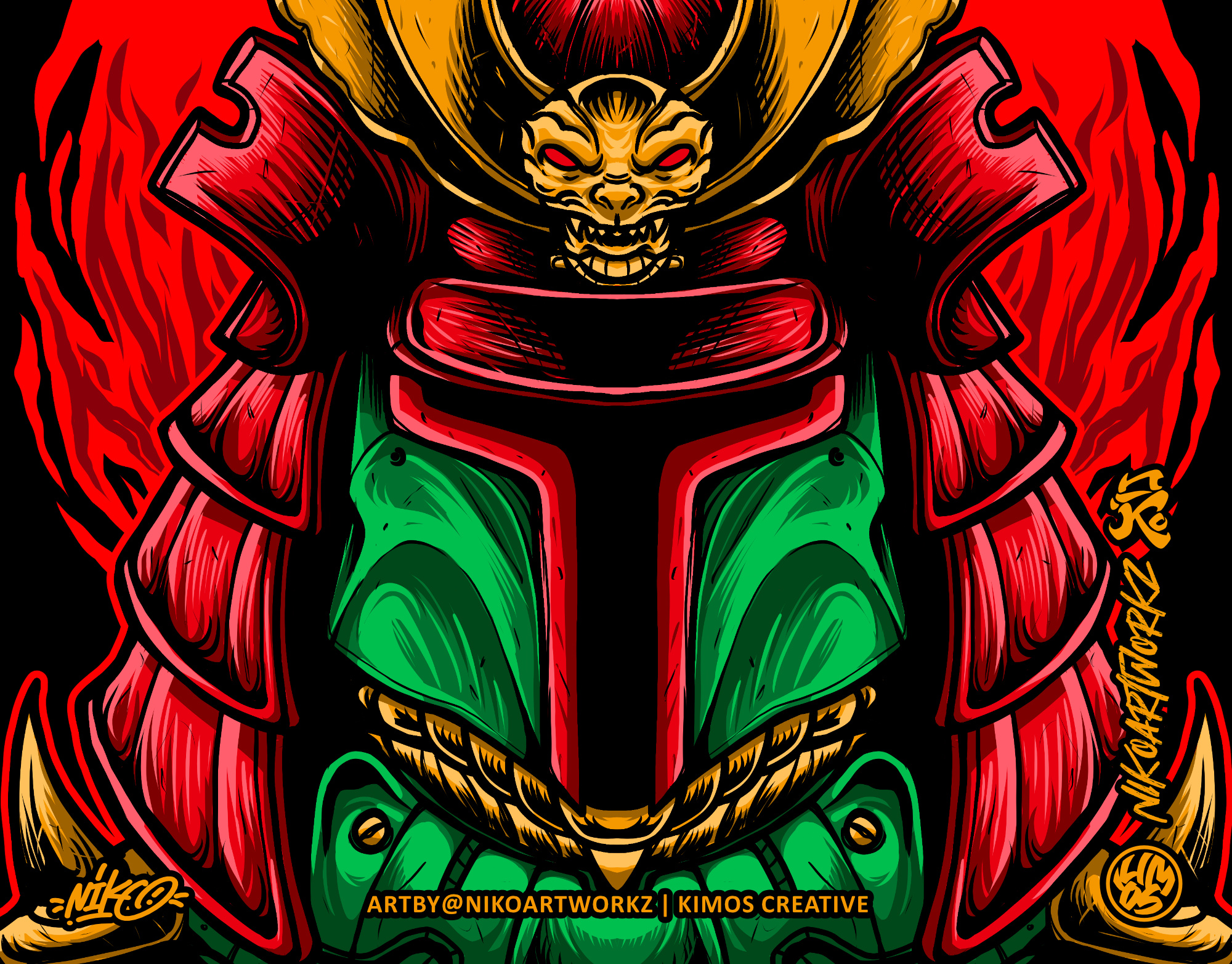 Mandalorian Japan Style Fanart apparel art artwork branding clothing design digital art graphic design illustration logo merch streetwear t shirt t shirt design
