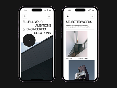 Mobile concepts design for an architectural studio | Lazarev. 3d elements adaptation app application buildings clear cta design gallery homescreen minimal minimalism mobile mobile grid photo projects ui ux white works