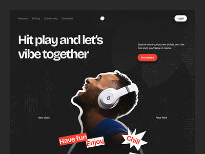 Méloir - Music Landing page app darktheme hello landing page modern music music app music player musicapp playlist streaming street style ui uidesign uiux visualdesign web design web interface website website design