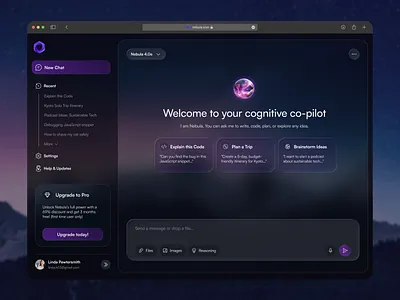 Nebula AI – Cognitive Assistant Web Interface ai assistant cognitive creative dashboard graphic design interface nebula ui uiux web website