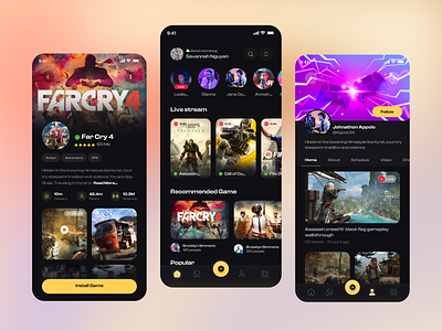 Game Streaming Mobile App UI/UX Design app concept app design creative design daily ui dark mode ui design agency dribbble game interface gaming app gaming ui mobile app mobile ui product design saas app design streaming app ui streaming platform ui ui inspiration uiux design visual design