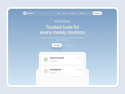 Payment Gateway Website Hero Section design hero interface payment product saas service startup ui ux web