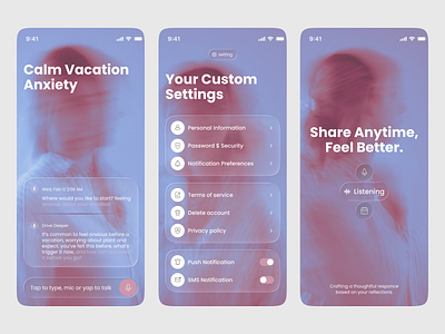 AI Meets Journaling - Mobile App Design ai app ai assistant ai design ai therapy app anxiety app app design app ui chatbot emotion tracker healing journey journaling journaling app meets journaling mindful healing minimal mobile app mobile app design product design stress monitor app uiux